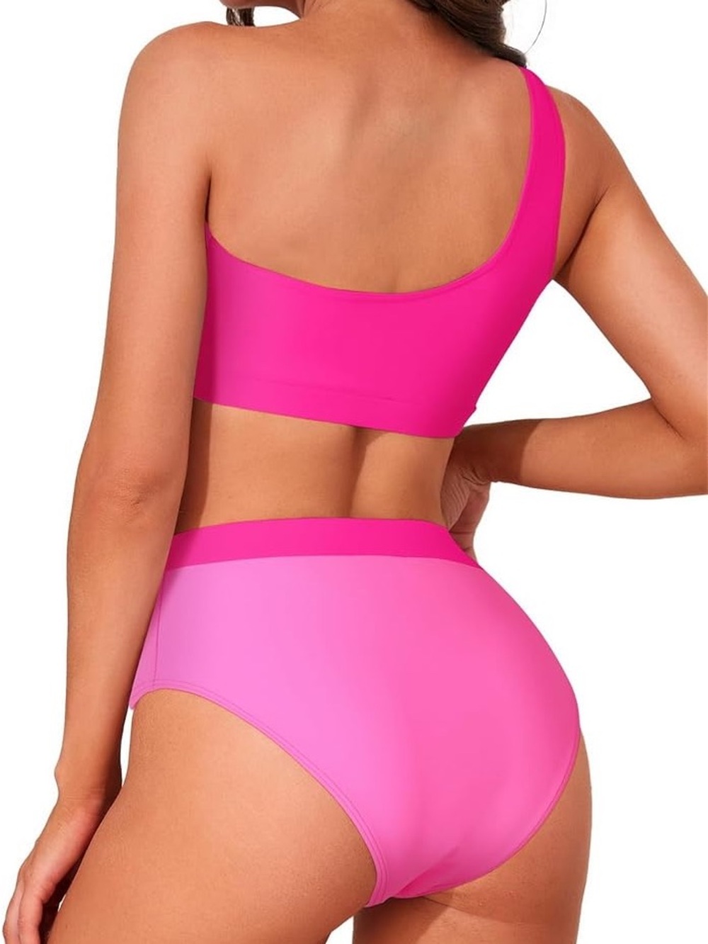 Set Pink One-Shoulder High-Waist Swim 💕 - Picture 3 of 14